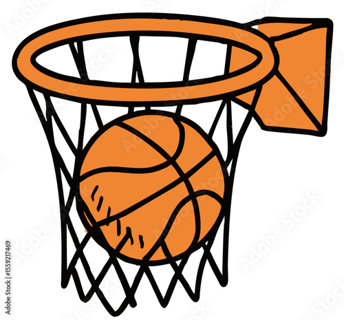  Basketball Dunking through Hoop Illustration