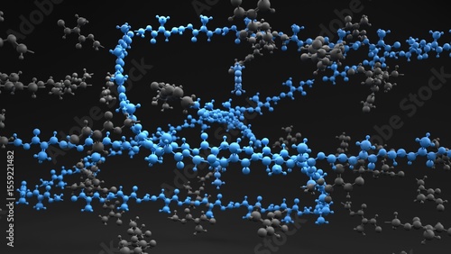 Foto Polymerization molecular chain growth  3d illustration can be used in plastics m