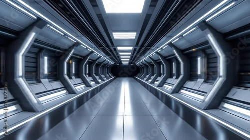 Futuristic Corridor: Immersive Sci-Fi Tunnel Visualization Experience, Metallic, Shiny and Abstract