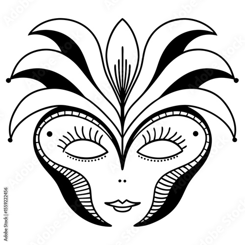 Elegant Face Mask Vector Illustration Monochrome Design