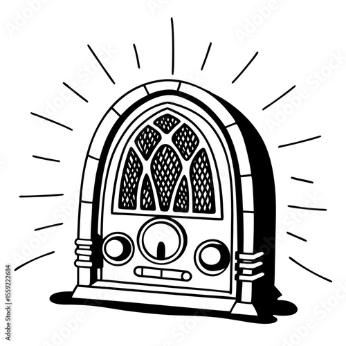 Retro Radio Vector Illustration Vintage Broadcast Receiver