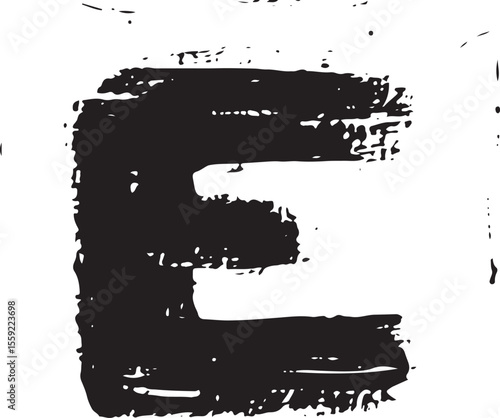 paint stroked grunge vector abstract drawing of letter e