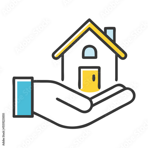 Hand holding a house icon representing home protection and insurance  