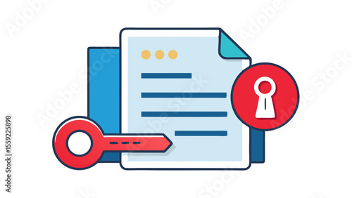Document icon with red badge key icon hovering u