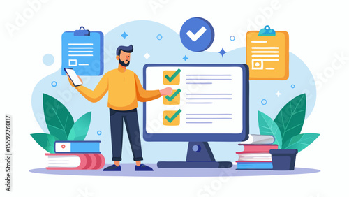 Employee taking compliance training through e lear