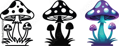 Mushroom illustration vector art mushroom drawing mushroom design mushroom clip art mushroom icon set