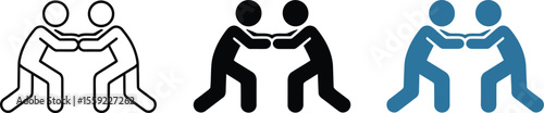 Wrestling match icon vector illustration stick figure sport competition fight conflict struggle grappling match