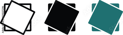 Square rotate icon vector illustration set of three squares in different colors and styles design