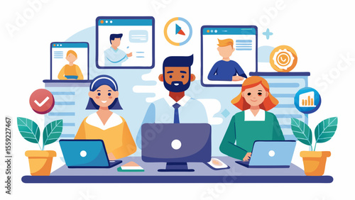 Professionals attending a virtual corporate worksh