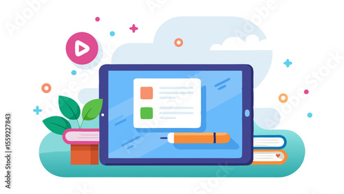 Tablet showing lesson floating score bubble prog