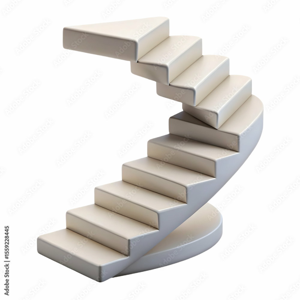 custom made wallpaper toronto digitalTwisting white 3D staircase for futuristic digital renders and modern abstract minimal clean immersive backgrounds

