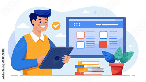 Young adult managing student loan dashboard online