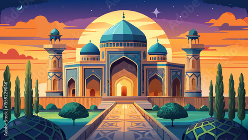  Bibi-Khanym Mosque, Samarkand, Uzbekistan
Ancient and grand, its towering iwan and turquoise domes are adorned with geometric mosaics. The entire structure shines beneath golden sunset, surrounded by