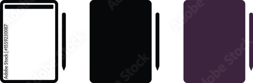 Tablet and stylus icon digital drawing device vector illustration graphic design element set for apps