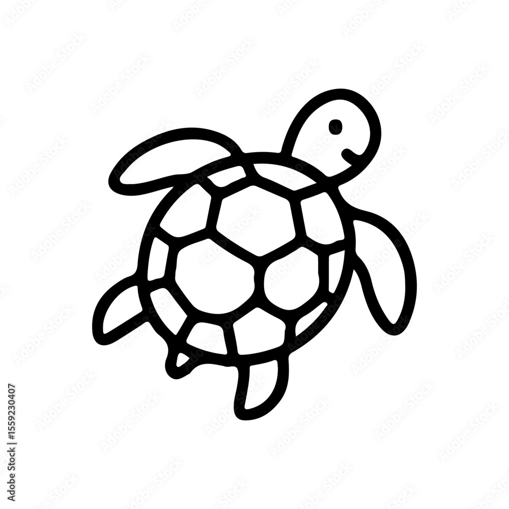 Fototapeta premium Charming turtle vector illustration, perfect for children's designs, educational materials, and marine-themed projects. Features minimalist line art style. Ideal for diverse creative uses.