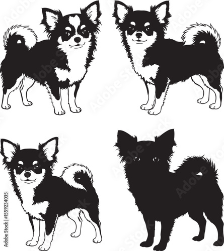 Chihuahua Dog Breed Silhouette Vector Set vector illustration