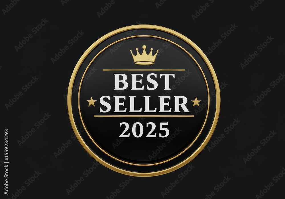 Fototapeta premium Best seller award badge with a golden crown and the year twenty twenty five inside of the circle
