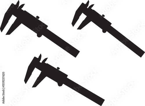 Minimalist Caliper Measuring Tool Silhouette Vector Set vector illustration