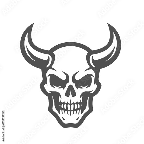 Horned Skull Vector Illustration – Dark Gothic Tattoo Design