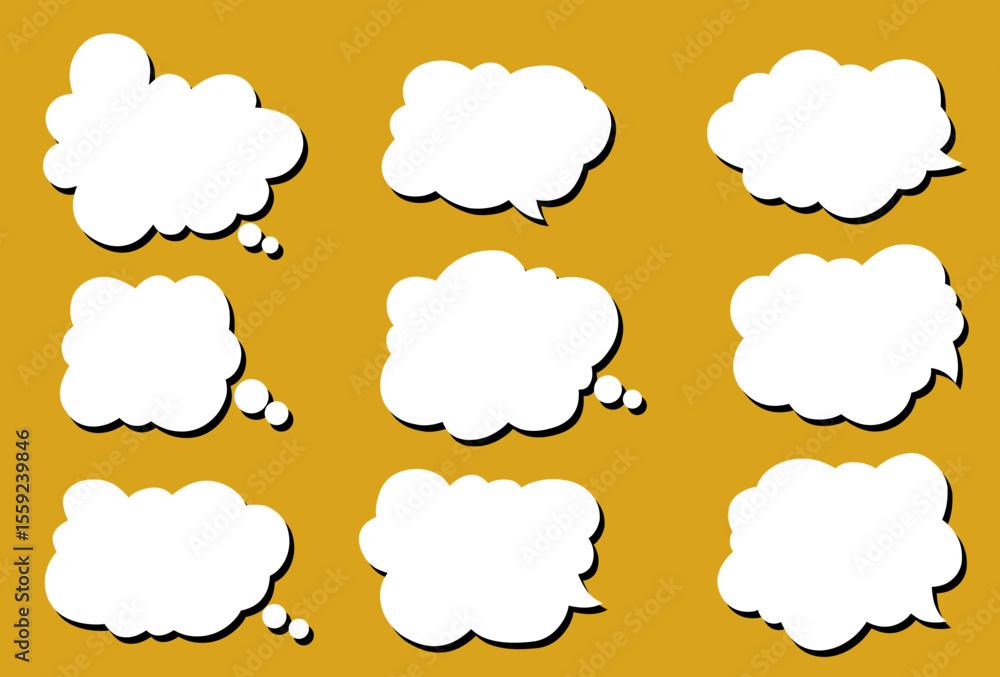 Fototapeta premium Set of vector speech bubble labels. Retro color special offer design elements, chat emblem, black callout