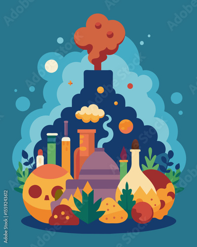 A cacophony of odors ranging from sour and putrid to stale and acrid assaulting the senses in every direction.. Vector illustration