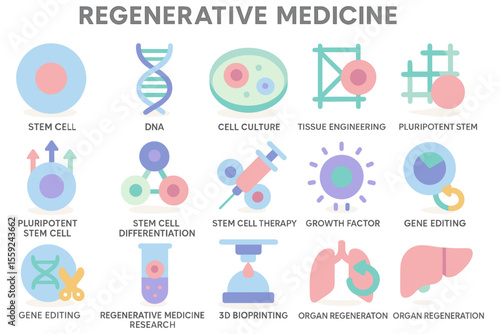 Flat vector illustration of regenerative medicine concepts for educational poster design