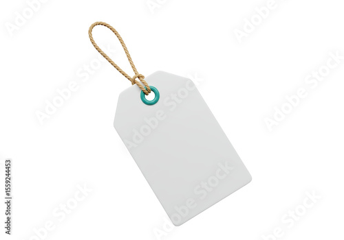 Isolated Blank White Price Tag with String