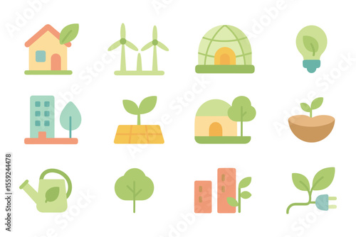 Eco-friendly energy and sustainability vector illustration for design and print in flat style