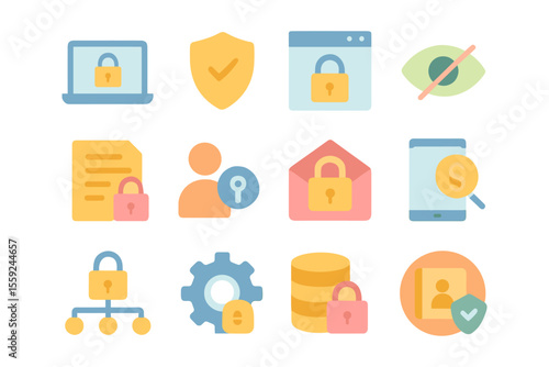 Cybersecurity concepts vector illustration for web and app design in flat style