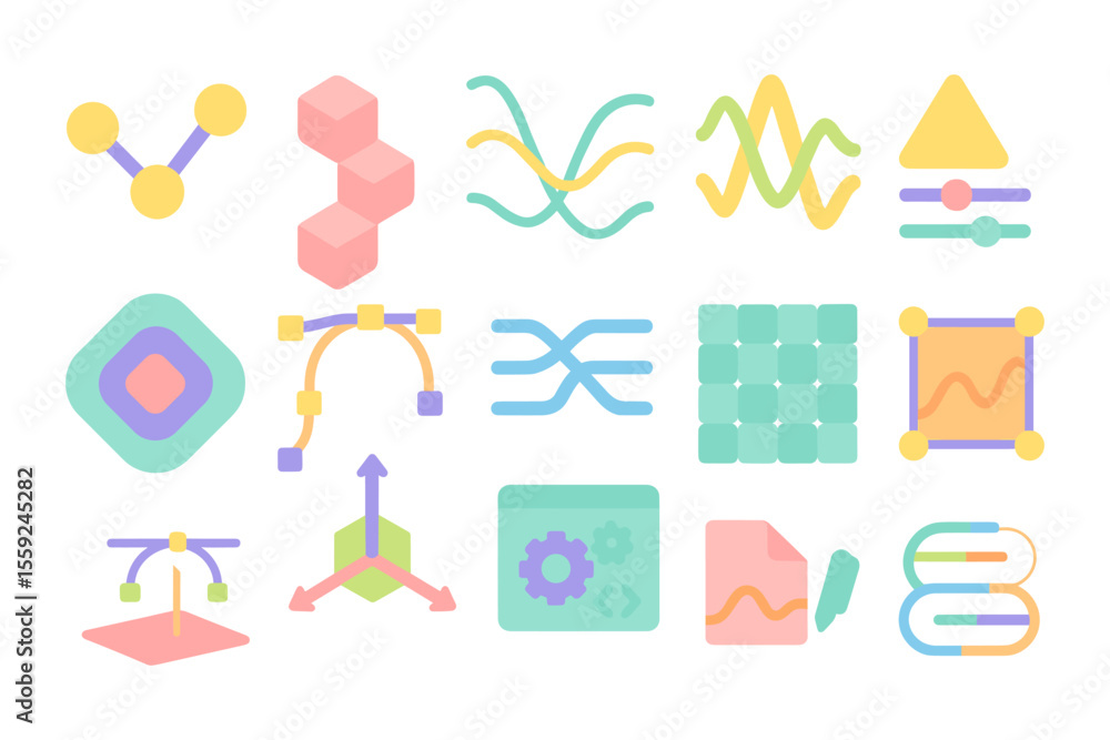 Geometric data analysis icons vector illustration for modern infographics design in flat style Geometric data analysis icons vector illustration for modern infographics design in flat style