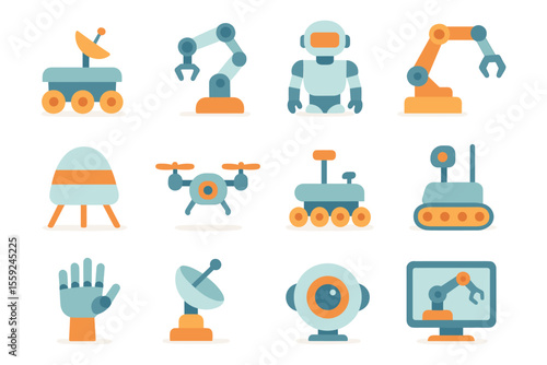 Robotics and technology vector illustration for futuristic design and print in flat style