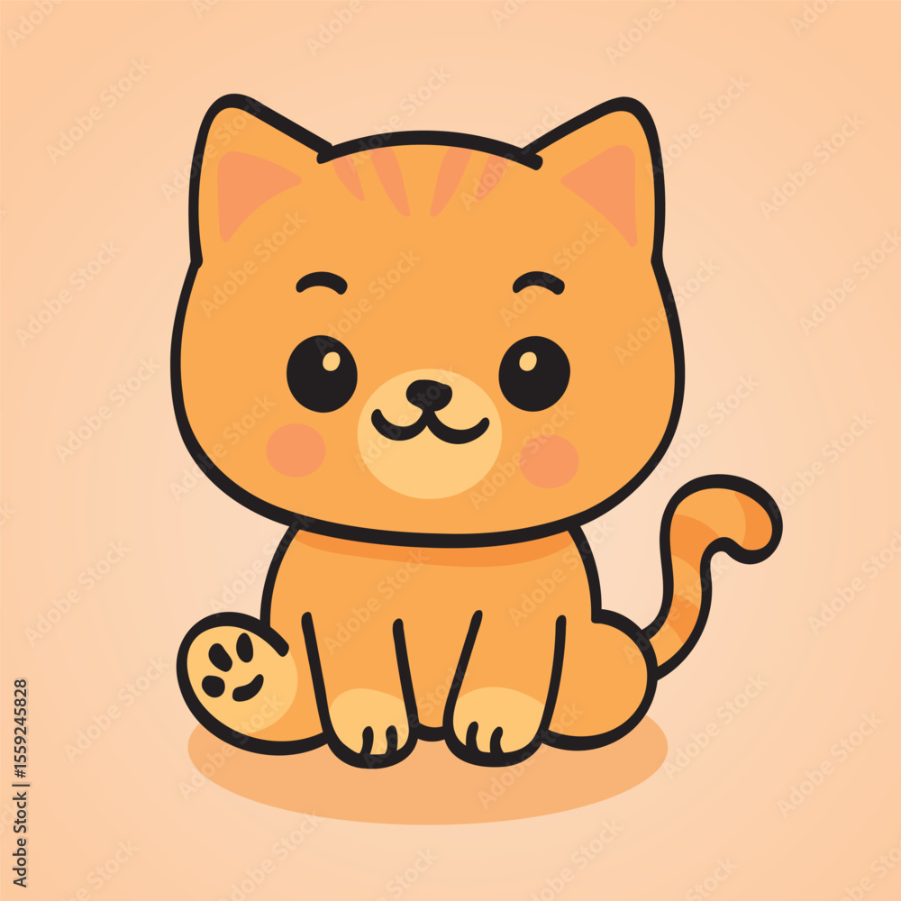 Kawaii Cute Orange Kitten Vector Illustration – Hand Drawn Style Kawaii Cute Orange Kitten Vector Illustration – Hand Drawn Style
