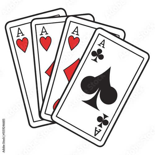 Classic four playing card suits heart club diamond and spade design