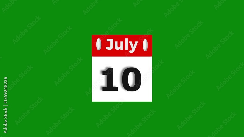 July month 10 date calendar icon animation. Modern design calendar sign background animation. July month 10 date calendar icon animation. Modern design calendar sign background animation.