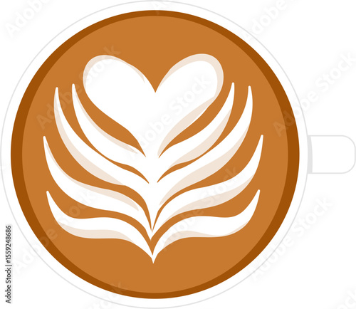 Coffee latte art illustration. Hot drink clipart