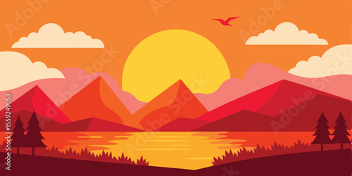 Nature Scene With Sunset