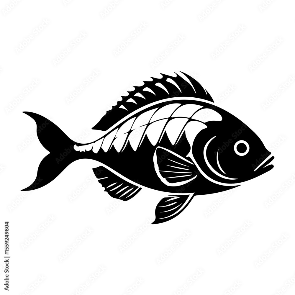 Fototapeta premium Fish Silhouette Vector – Bold Aquatic Animal Design