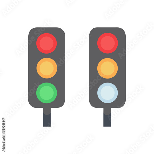 Traffic lights showing red, yellow, green, and blue lights icon