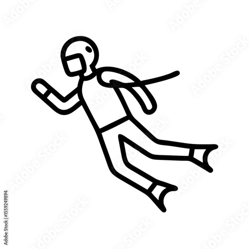 Silhouette of a rescue swimmer in action as a vector graphic  