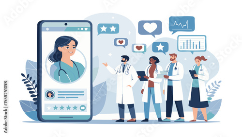 Online Doctor Consultation at Home – Telehealth Mobile App Visit Illustration