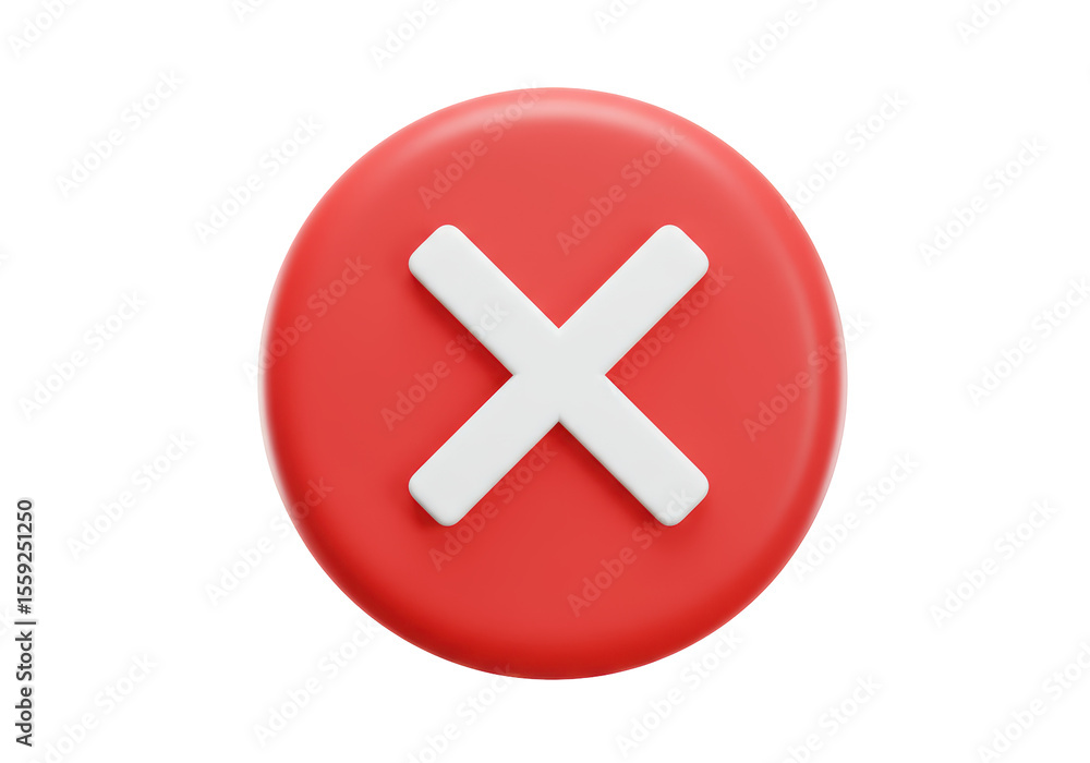 Obraz premium Isolated Red Cross Mark Symbolizing Rejection and Error