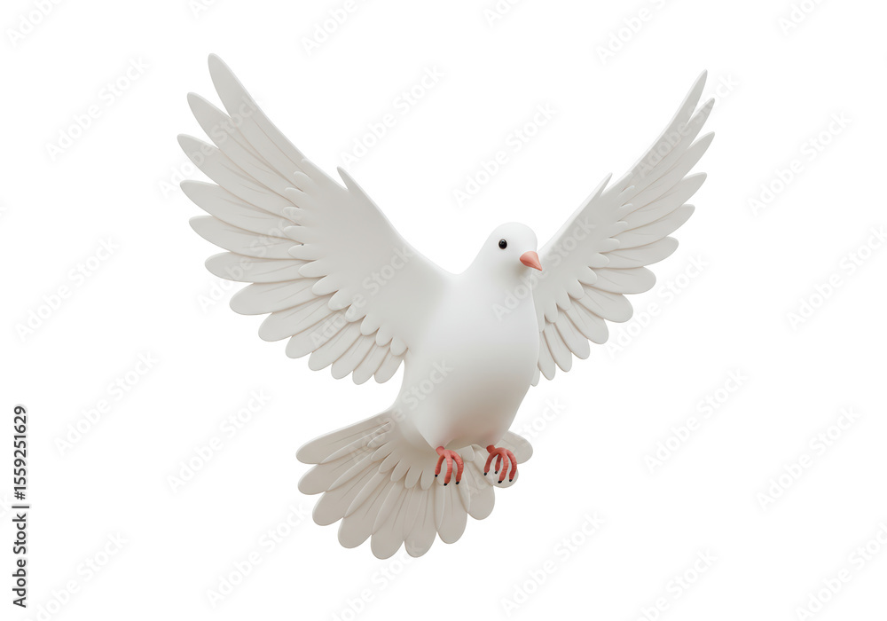 Obraz premium Isolated White Dove Flying with Open Wings