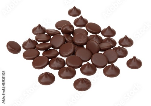 Foto Isolated Puddle of Miniature Dark Chocolate Chips