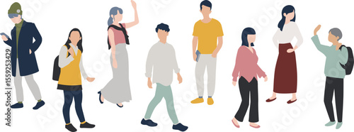 Set of young people vector illustrations