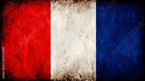 Distressed French Flag Grunge Texture Background for Patriotic and Vintage Designs