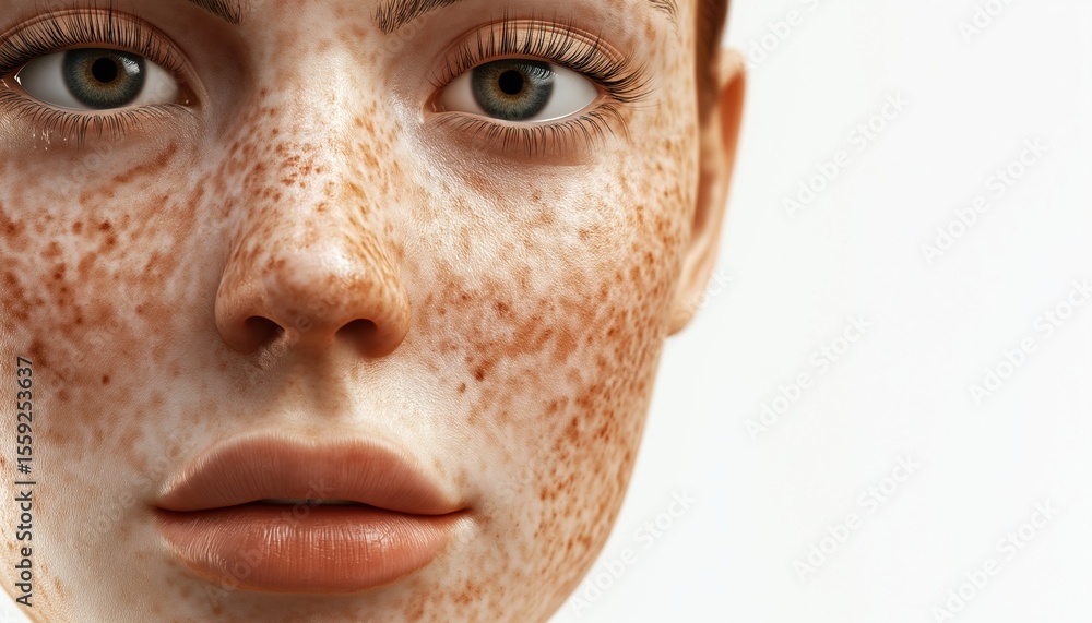 Fototapeta premium Managing Melasma And Problematic Skin Care: Dark Spots, Freckles, And Dry Skin On The Face For Optimal Health Care.