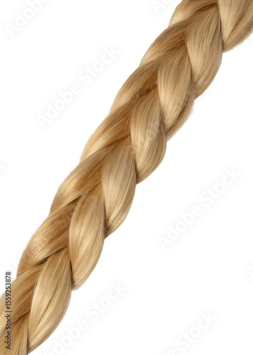 Valokuva Close-up of beautiful blonde braid isolated on transparent background, hair deta