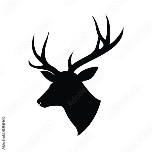 deer head silhouette on white  background