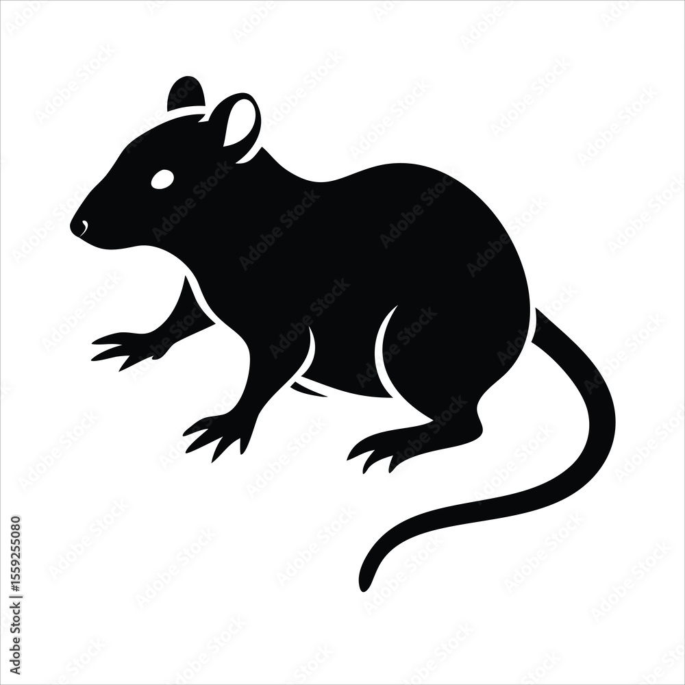 Obraz premium Rat silhouette isolated on white background. Vector illustration