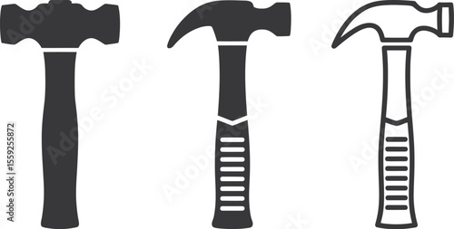Vector hammer icon set construction tool equipment for nail driving and demolition hand tool instrument vector vector illustration